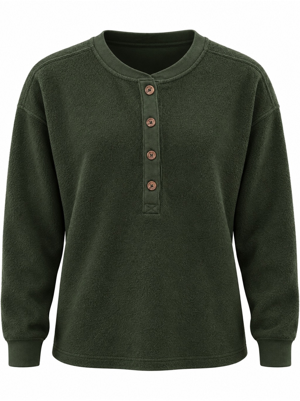 aerie Olive Green Henley Fleece Pullover
